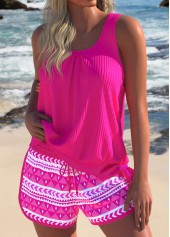 Rotita – Tankini-Set mit Schleife und geometrischem Print in Pink