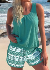 Sage Green swimwear,Geometric swimwear,ROTITA Bowknot Sage Green Geometric Print Tankini Set
