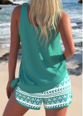 Sage Green swimwear,Geometric swimwear,ROTITA Bowknot Sage Green Geometric Print Tankini Set