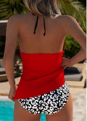 Red swimwear,Leopard swimwear,Animal Print swimwear,ROTITA Red Leopard Mid Waisted Tankini Set