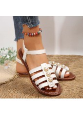 White shoes,Contrast Color shoes,White Faux Leather Peep Toe Falt