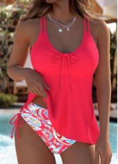 Rotita – Tankini-Set mit mittelhohem Bund und Paisleymuster in Rot