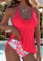 Red swimwear,Paisley swimwear,ROTITA Red Paisley Print Mid Waisted Tankini Set