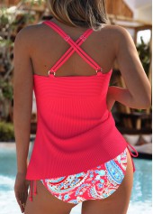 Red swimwear,Paisley swimwear,ROTITA Red Paisley Print Mid Waisted Tankini Set