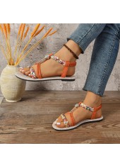 Orange shoes,Tribal shoes,Tribal Print Orange Falt Round Toe Sandals