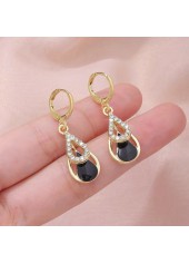 Black jewelry,Geometric jewelry,Black Teardrop Geometric Alloy Hollow Earrings