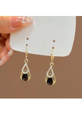 Black jewelry,Geometric jewelry,Black Teardrop Geometric Alloy Hollow Earrings