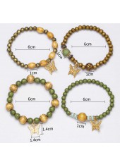 Olive Green jewelry,Animal Print jewelry,Butterfly Olive Green Alloy Bracelet Set