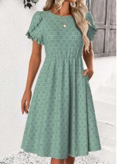 Sage Green dresses,Plain Color dresses,Everyday dresses,Casual dresses,ROTITA Sage Green Round Neck Short Sleeve Dress