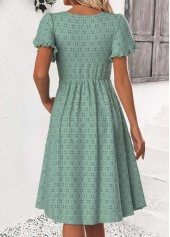 Sage Green dresses,Plain Color dresses,Everyday dresses,Casual dresses,ROTITA Sage Green Round Neck Short Sleeve Dress