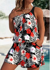 Schwarzer Rotita-Badeanzug mit Blumendruck