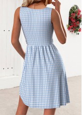 Dusty Blue dresses,Plain Color dresses,Everyday dresses,Casual dresses,ROTITA Dusty Blue Short Round Neck Sleeveless Dress