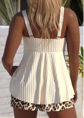 Beige swimwear,Leopard swimwear,Animal Print swimwear,ROTITA Beige Leopard High Waisted Tankini Set