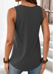 Dark Grey tops,Plain Color tops,ROTITA Dark Grey Round Neck Sleeveless Tank Top