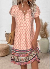 Rotita Kleid mit zufälligem Blumendruck mehrfarbig kurzer Schlitzkragen