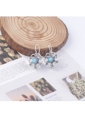 Silver jewelry,Silver Alloy Detail Flower Shape Earrings