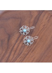 Silver jewelry,Silver Alloy Detail Flower Shape Earrings