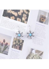 Silver jewelry,Silver Alloy Detail Flower Shape Earrings