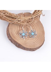 Silver jewelry,Silver Alloy Detail Flower Shape Earrings