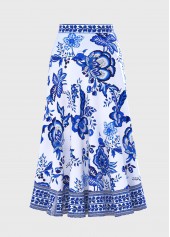 White swimwear,Blue swimwear,Plants swimwear,Floral swimwear,ROTITA Random Floral Two-Piece One Piece Swimwear and Skirt