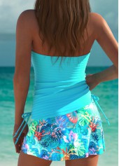 Cyan swimwear,Animal Print swimwear,ROTITA Cyan Marine Life Print Mid Waisted Tankini Set