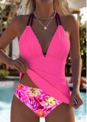 ensemble tankini taille moyenne à imprimé floral rose vif rotita