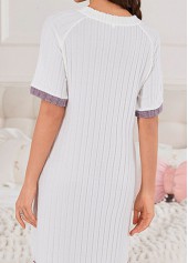 Dusty Purple loungewear,Heart loungewear,Heart Print Dusty Purple Round Neck Short Sleeve Nightdress