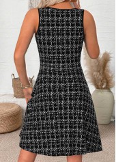 Black dresses,Plaid dresses,Geometric dresses,Everyday dresses,Casual dresses,ROTITA Plaid Black Round Neck Sleeveless Dress