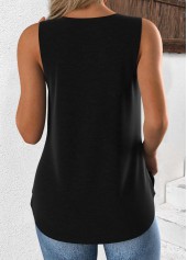 Black tops,Plain Color tops,ROTITA Black V Neck Sleeveless Tank Top