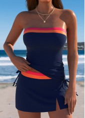 Rotita – Marineblaues Tankini-Set mit mittelhohem Bund und Bindeband