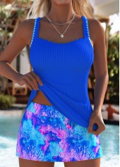 ROTITA Royal Blue Marine Life Print Mid Waisted Tankini Set