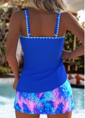 Royal Blue swimwear,Animal Print swimwear,ROTITA Royal Blue Marine Life Print Mid Waisted Tankini Set