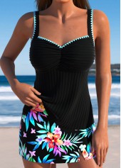 ensemble tankini taille moyenne à imprimé floral noir rotita