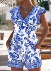 White swimwear,Plants swimwear,Floral swimwear,ROTITA White Random Floral Print One Piece Swimwear