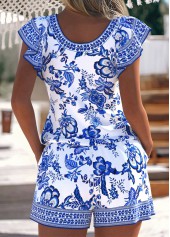 White swimwear,Plants swimwear,Floral swimwear,ROTITA White Random Floral Print One Piece Swimwear