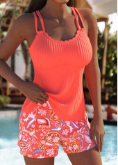 Coral swimwear,Paisley swimwear,ROTITA Coral Paisley Print Mid Waisted Tankini Set