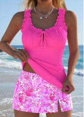 Rotita – Tankini-Set mit mittelhohem Bund und Meereslebewesen-Print in Pink
