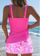 Hot Pink swimwear,Animal Print swimwear,ROTITA Hot Pink Marine Life Print Mid Waisted Tankini Set