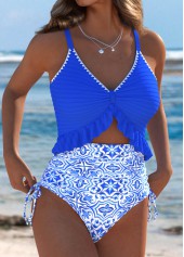 Royal Blue swimwear,Plants swimwear,Floral swimwear,ROTITA Royal Blue Random Floral Print One Piece Swimwear