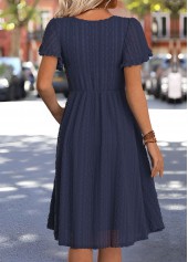 Navy dresses,Plain Color dresses,Everyday dresses,Casual dresses,ROTITA Navy Round Neck Short Sleeve Dress