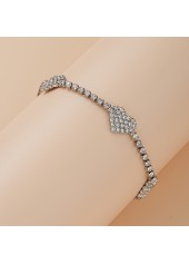 Silver jewelry,Heart jewelry,Heart Design Silver Rhinestone Alloy Anklet