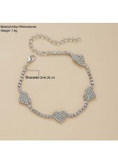 Silver jewelry,Heart jewelry,Heart Design Silver Rhinestone Alloy Anklet