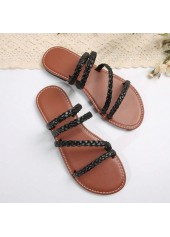 Black shoes,Contrast Color shoes,Black Color Peep Toe Falt Sliders