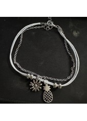 Silver jewelry,Silver Color Alloy Double Layer Anklet