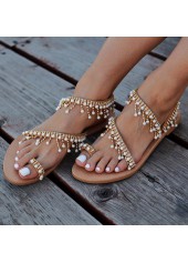 Golden shoes,Contrast Color shoes,Golden Faux Leather Toe Post Falt