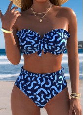 Rotita – Marineblaues Bikini-Set mit mittelhohem Bund und Graffiti-Print