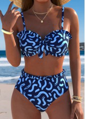 Navy swimwear,Graphic swimwear,ROTITA Navy Graffiti Print Mid Waisted Bikini Set
