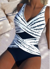 Navy swimwear,Tie Dye swimwear,ROTITA Navy Tie Dye Print One Piece Swimwear