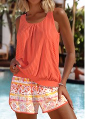 ensemble tankini taille moyenne à imprimé géométrique orange rotita