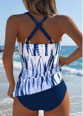 Navy swimwear,Tie Dye swimwear,ROTITA Navy Tie Dye Print Mid Waisted Tankini Set
